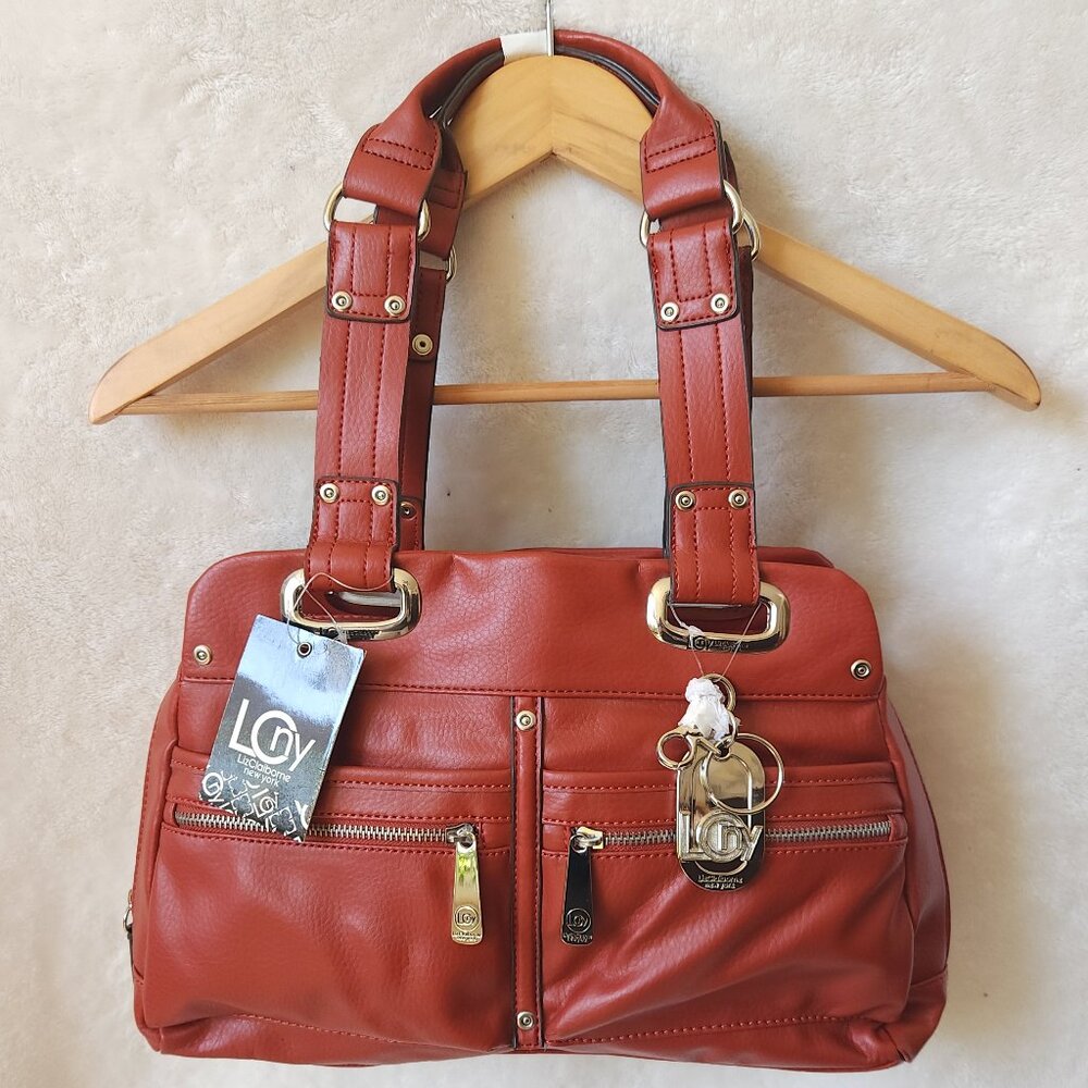 NWT Liz Claiborne Vinyl Leather Shoulder Hobo Bag Purse with Umbrella